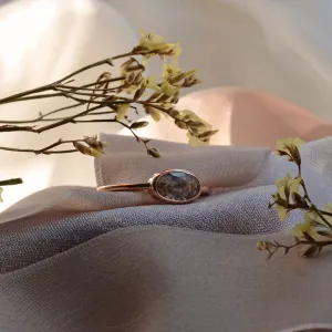 Gold ring with oval salt and pepper diamond KARLIN Thumbnail