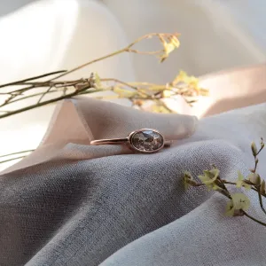 Gold ring with oval salt and pepper diamond KARLIN Thumbnail