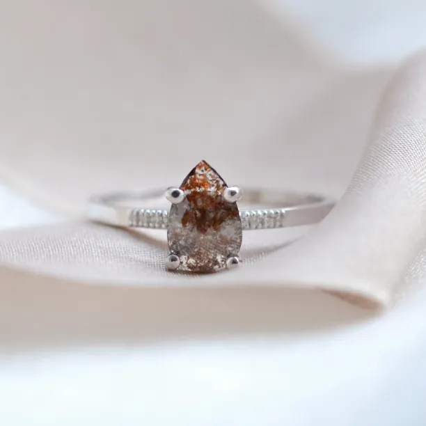 Gold ring with salt and pepper diamond and small diamonds ROXANE Image