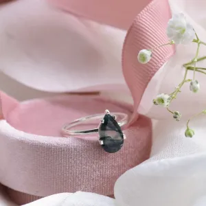 Gold ring with pear moss agate BERT Thumbnail