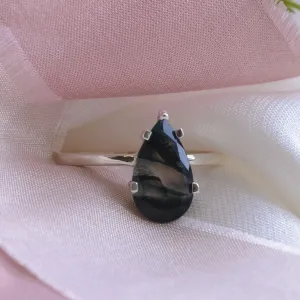 Gold ring with pear moss agate BERT Thumbnail