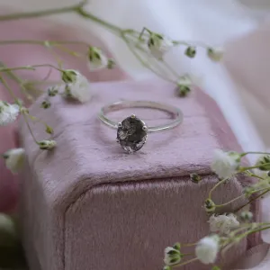 Gold ring with oval salt and pepper diamond OLLY Thumbnail