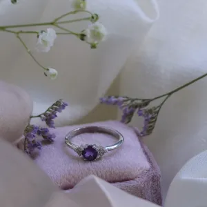 Gold ring with amethyst and diamonds MONNY Thumbnail