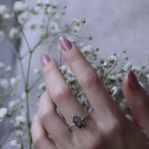 Gold ring with hexagon moss agate KLERA Thumbnail