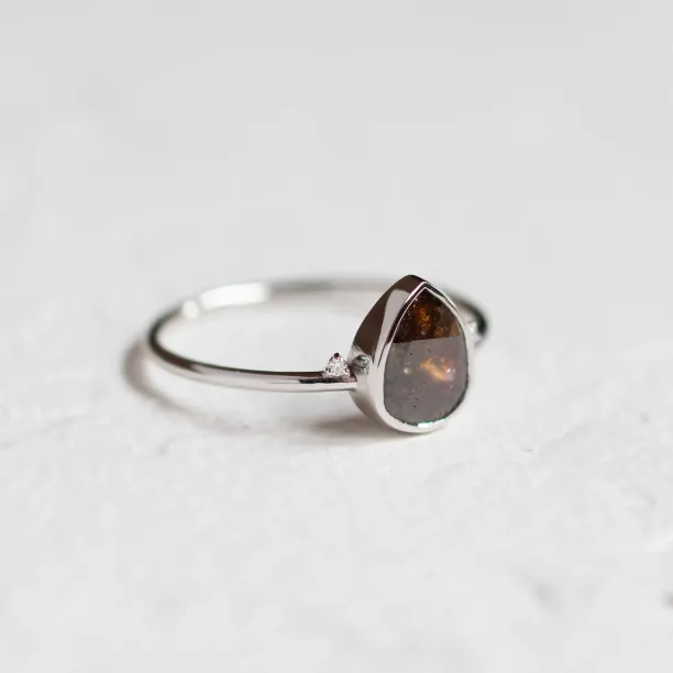 Gold salt and pepper diamond ring with side diamonds KERRI Image