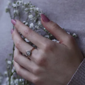 Gold salt and pepper diamond ring with side diamonds KERRI Thumbnail