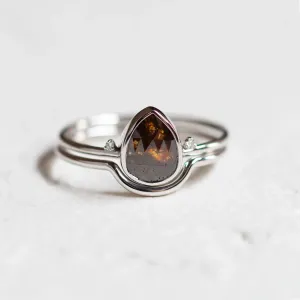 Gold salt and pepper diamond ring with side diamonds KERRI Thumbnail