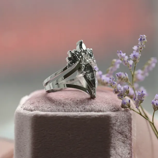 Set gold rings with salt and pepper diamond FIERA Image