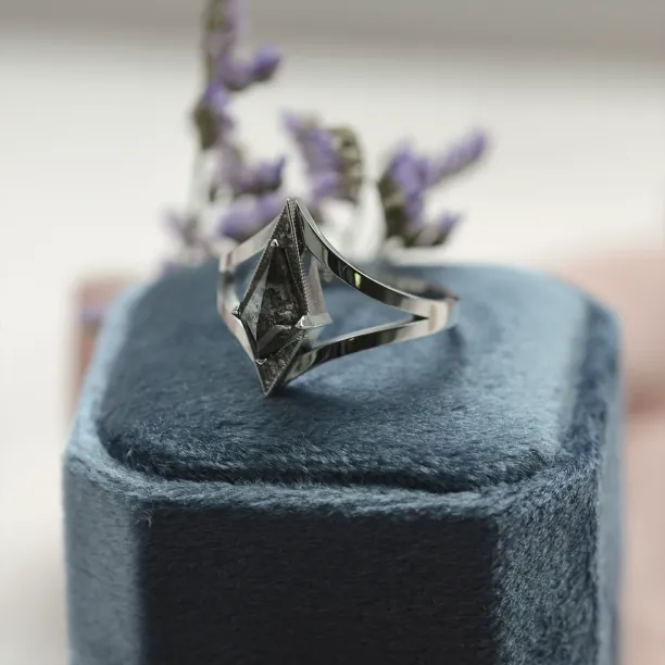 Set gold rings with salt and pepper diamond FIERA Image