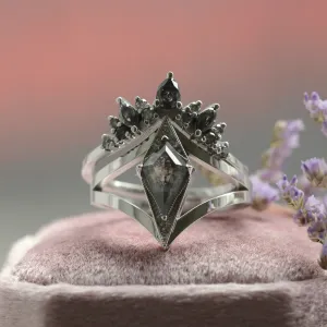 Set gold rings with salt and pepper diamond FIERA Thumbnail