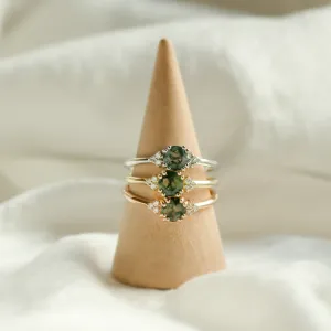 Noble gold ring with moss agate and diamonds MONNY Thumbnail