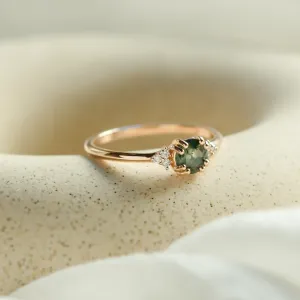 Noble gold ring with moss agate and diamonds MONNY Thumbnail