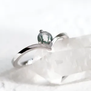 Gold ring with moss agate AMY