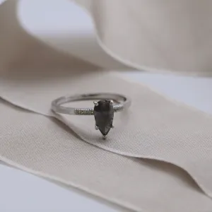 Gold ring with salt and pepper diamond and side diamonds ROXANE Thumbnail