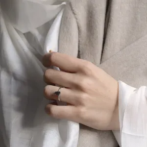 Gold ring with salt and pepper diamond and side diamonds ROXANE Thumbnail