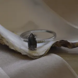 Gold ring with salt and pepper diamond and side diamonds ROXANE Thumbnail