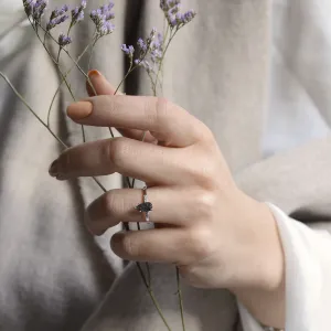 Gold ring with salt and pepper diamond and side diamonds ROXANE Thumbnail