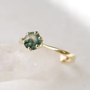 Minimalist gold ring with moss agate STAMI