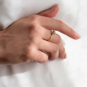 Minimalist gold ring with moss agate STAMI Thumbnail