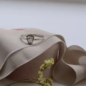 Gold ring with pear cut salt and pepper diamond Thumbnail