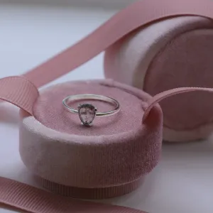 Gold ring with pear cut salt and pepper diamond Thumbnail