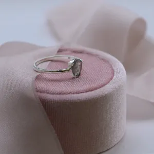 Gold ring with pear cut salt and pepper diamond Thumbnail