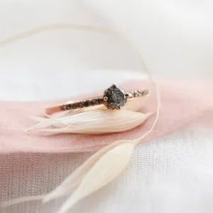 Gold ring with salt and pepper diamonds SANI Thumbnail