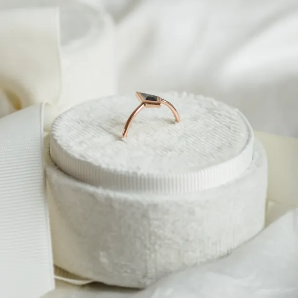 Solid gold ring with salt and pepper diamond STEW Image