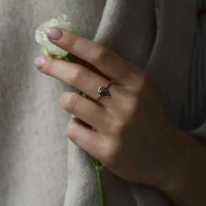 Minimalist gold ring with salt and pepper diamond REED Thumbnail
