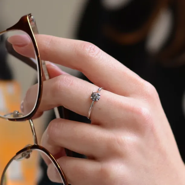 Gold open ring with salt and pepper diamond BETY Image