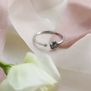 Gold open ring with salt and pepper diamond BETY Thumbnail