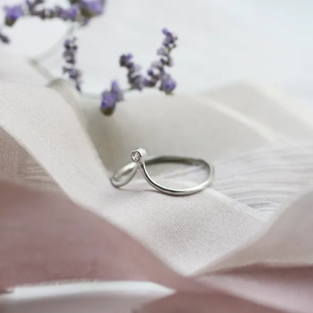 Gold minimalistic teardrop ring with diamond CAREN Image