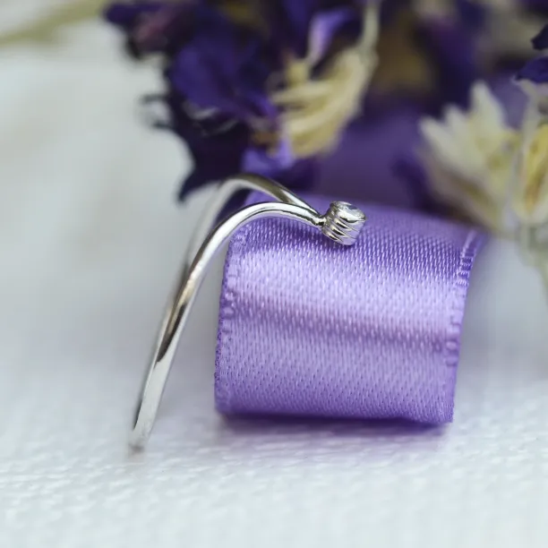 Gold minimalistic teardrop ring with diamond CAREN Image