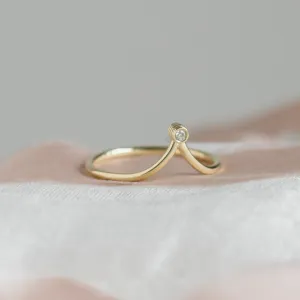 Gold minimalistic teardrop ring with diamond CAREN Thumbnail