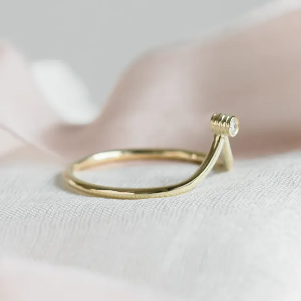 Gold minimalistic teardrop ring with diamond CAREN Image