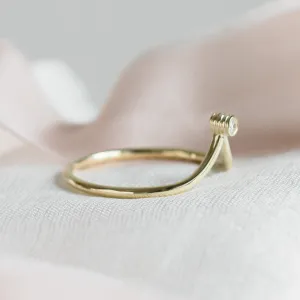 Gold minimalistic teardrop ring with diamond CAREN Thumbnail