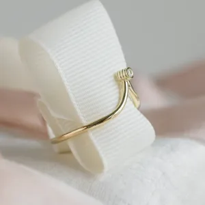Gold minimalistic teardrop ring with diamond CAREN Thumbnail