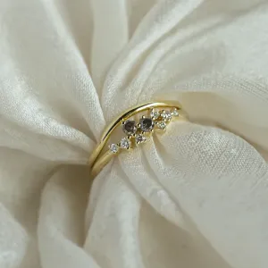 Gold rings set with salt and pepper diamonds FLYN Thumbnail