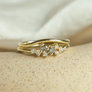 Gold rings set with salt and pepper diamonds FLYN Thumbnail