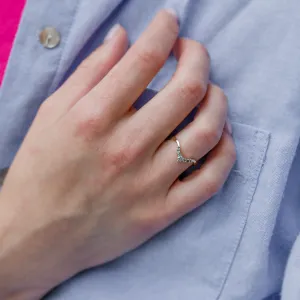 Salt and pepper curved ring WENDY Thumbnail