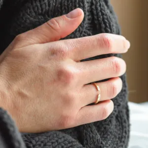 Gold minimalistic open ring with diamonds SILVIA