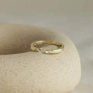 Gold minimalistic open ring with diamonds SILVIA Thumbnail