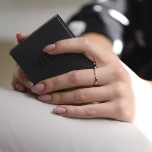 Gold minimalistic open ring with diamonds SILVIA Thumbnail