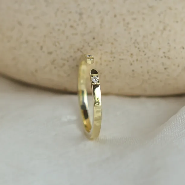 Gold minimalistic open ring with diamonds SILVIA Image