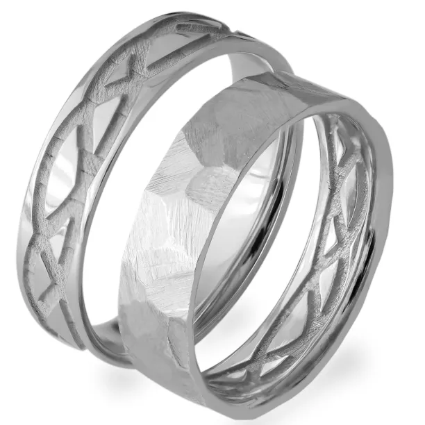 Gold wedding rings with geometric shape  JESI Image