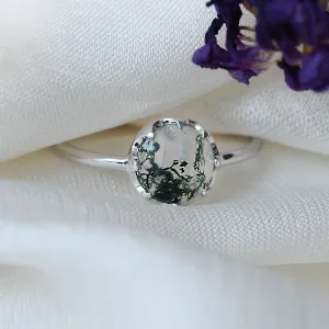 Gold ring with moss agate HILL Thumbnail