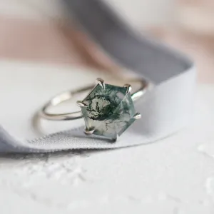 Gold ring with moss agate ELIONOR Thumbnail