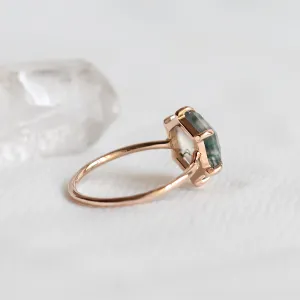 Gold ring with moss agate ELIONOR Thumbnail