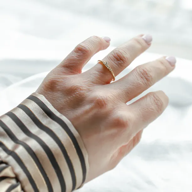 Gold ring with diamonds CLUSTER Image