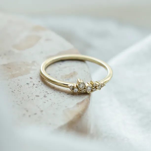 Gold ring with diamonds CLUSTER Image